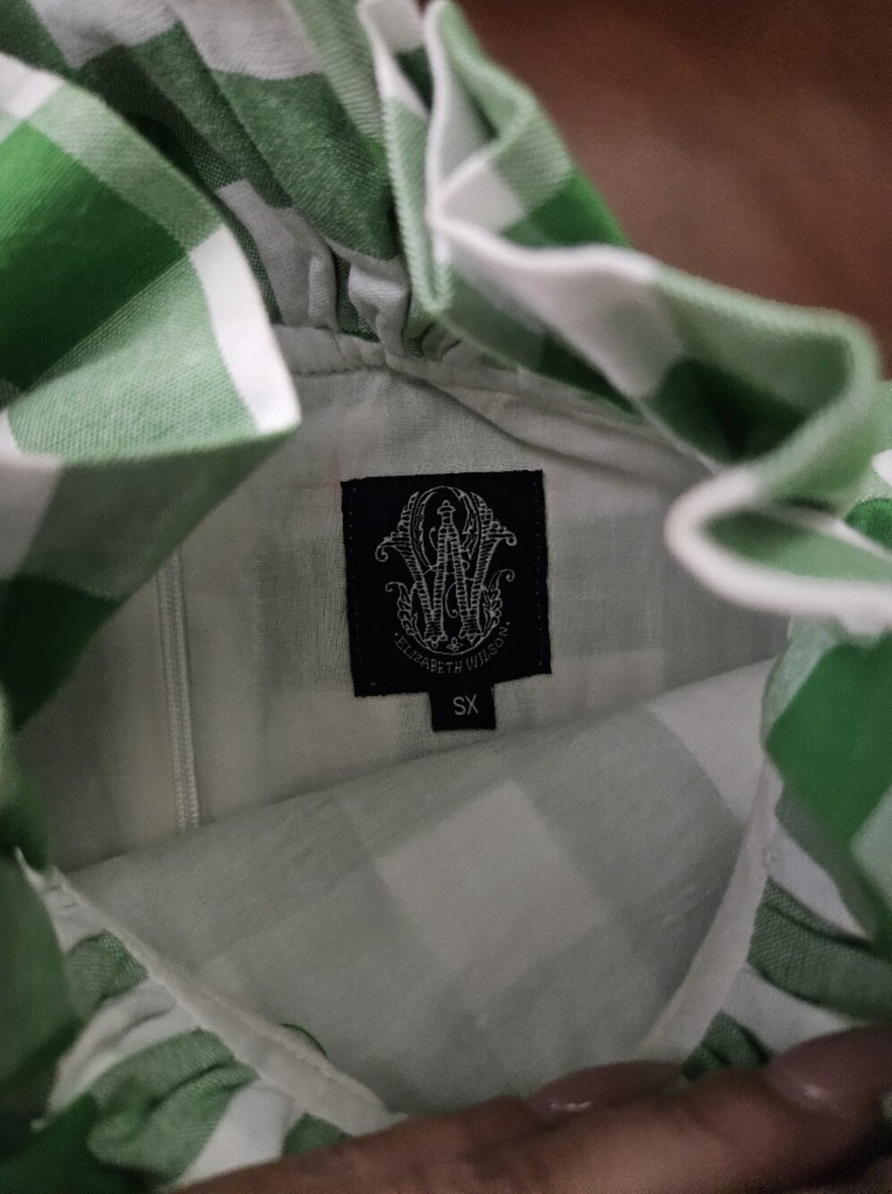 Elizabeth Wilson Top Ruffles Green White Adorable! Xs - Picture 2 of 6